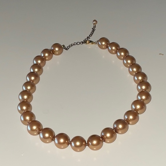 Unsigned Dark Champagne Gold Tone Knotted Faux Pearl Necklace Classic - Picture 1 of 16